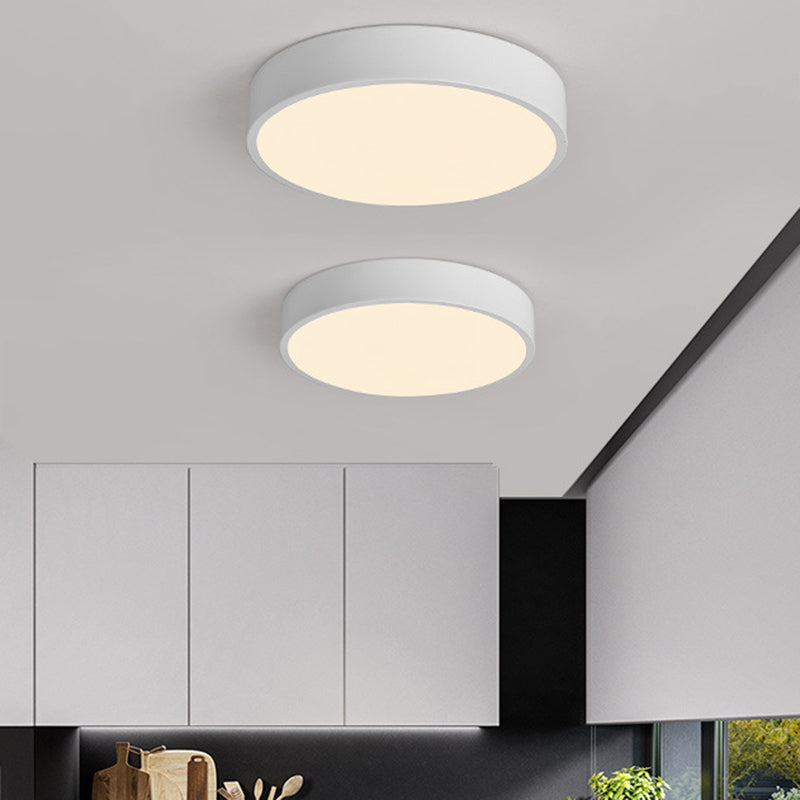 Macaron Round Flush Mount Ceiling Light Fixture with White Acrylic Shade