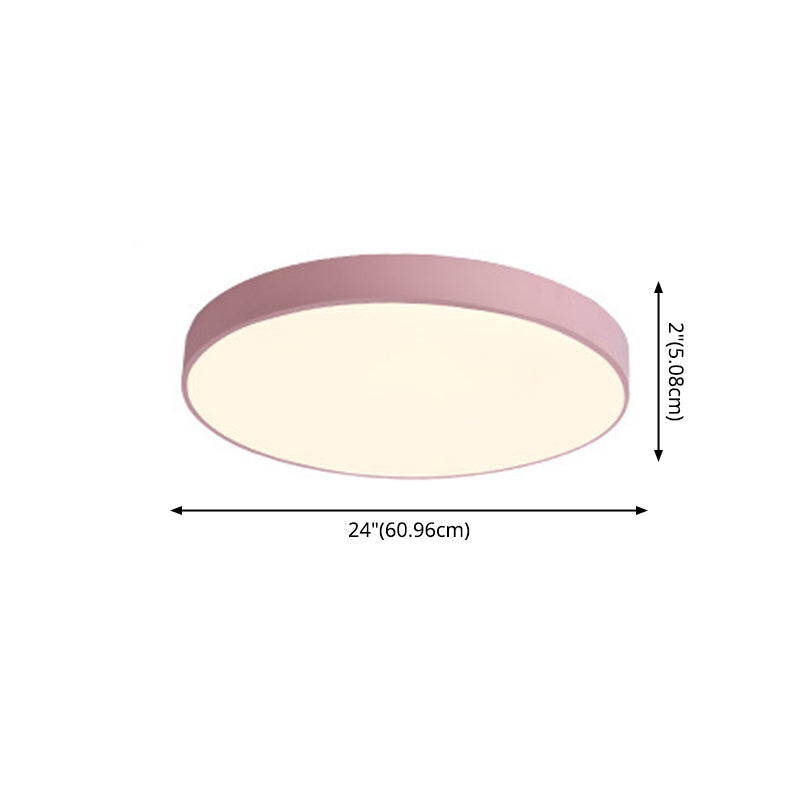 Macaron Round Flush Mount Ceiling Light Fixture with White Acrylic Shade