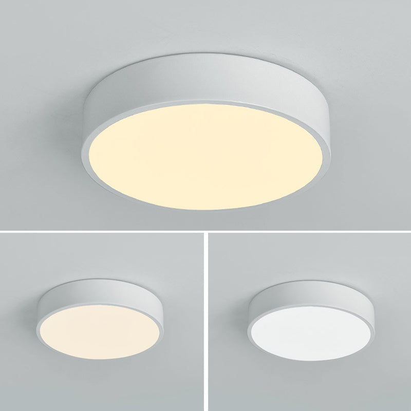 Macaron Round Flush Mount Ceiling Light Fixture with White Acrylic Shade