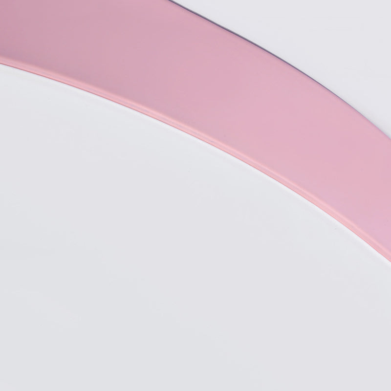 Macaron Round Flush Mount Ceiling Light Fixture with White Acrylic Shade