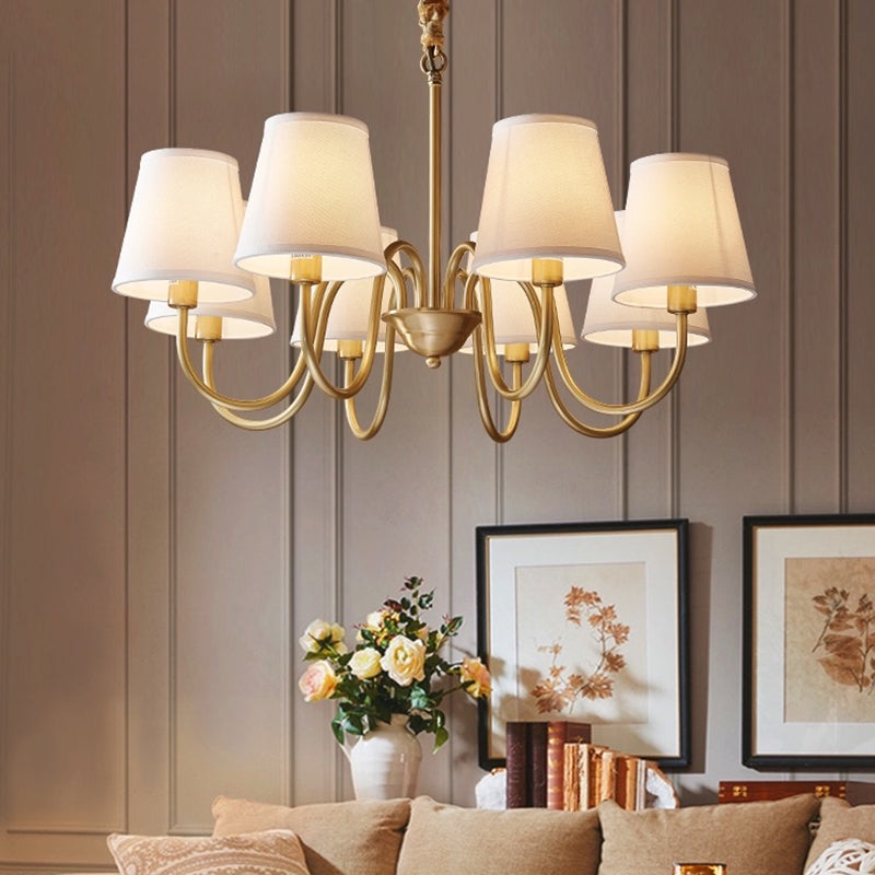 Cone Chandelier Light Fixture Traditional Fabric Shade Pendant Lighting for Restaurant