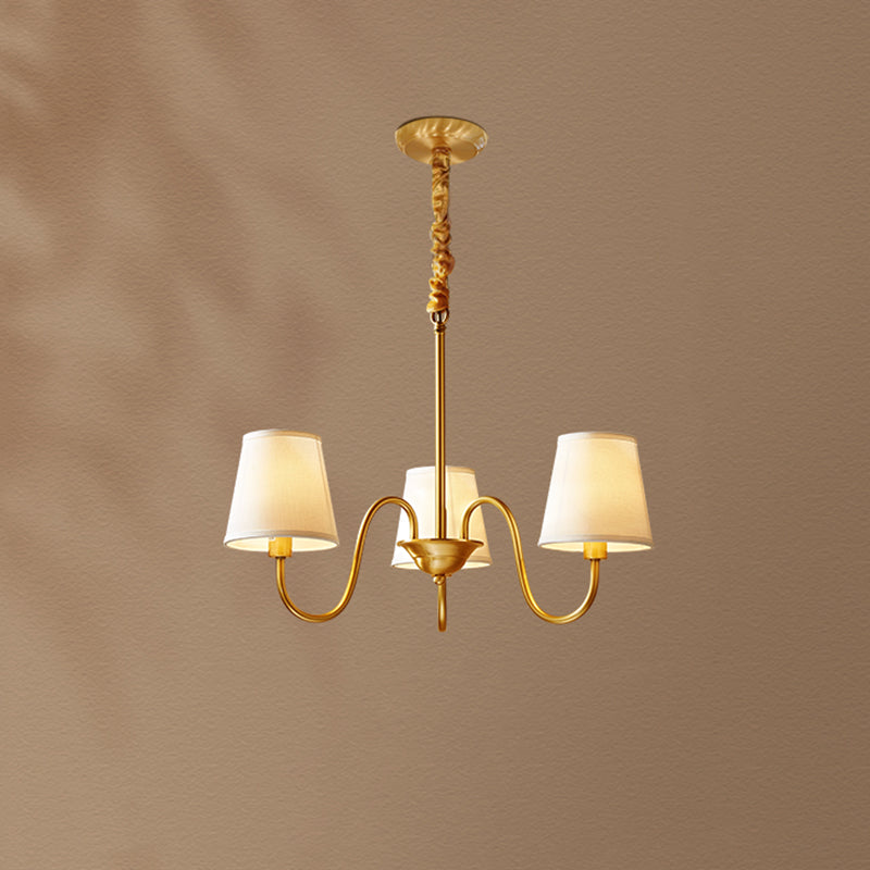 Cone Chandelier Light Fixture Traditional Fabric Shade Pendant Lighting for Restaurant