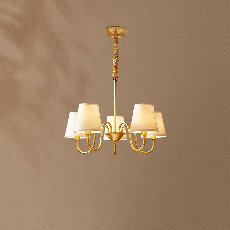 Cone Chandelier Light Fixture Traditional Fabric Shade Pendant Lighting for Restaurant