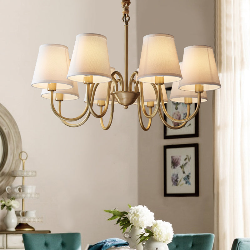 Cone Chandelier Light Fixture Traditional Fabric Shade Pendant Lighting for Restaurant