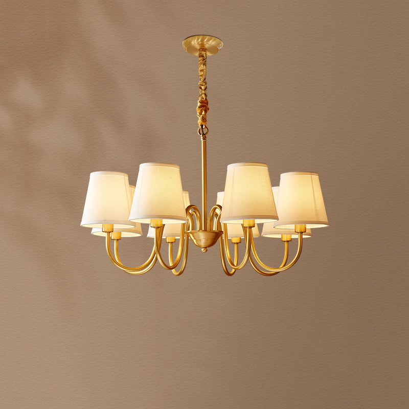 Cone Chandelier Light Fixture Traditional Fabric Shade Pendant Lighting for Restaurant
