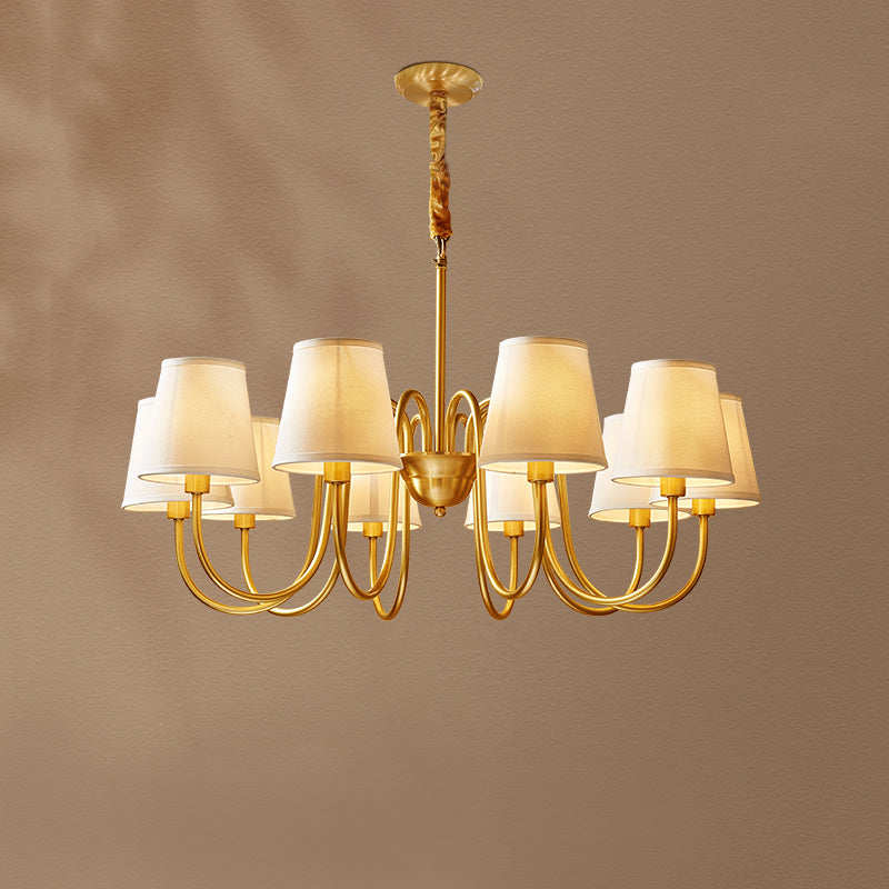 Cone Chandelier Light Fixture Traditional Fabric Shade Pendant Lighting for Restaurant