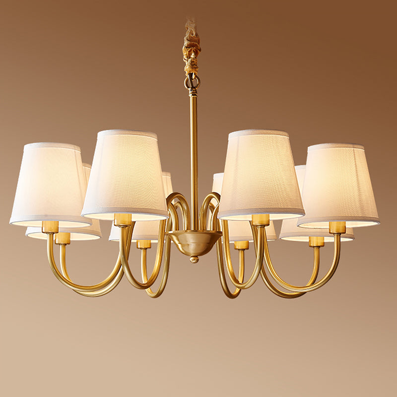 Cone Chandelier Light Fixture Traditional Fabric Shade Pendant Lighting for Restaurant