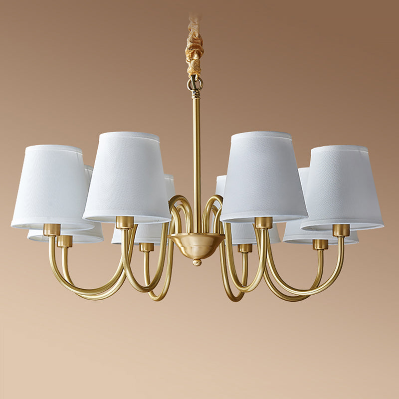 Cone Chandelier Light Fixture Traditional Fabric Shade Pendant Lighting for Restaurant