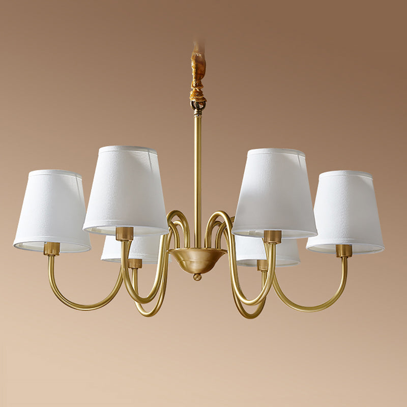 Cone Chandelier Light Fixture Traditional Fabric Shade Pendant Lighting for Restaurant