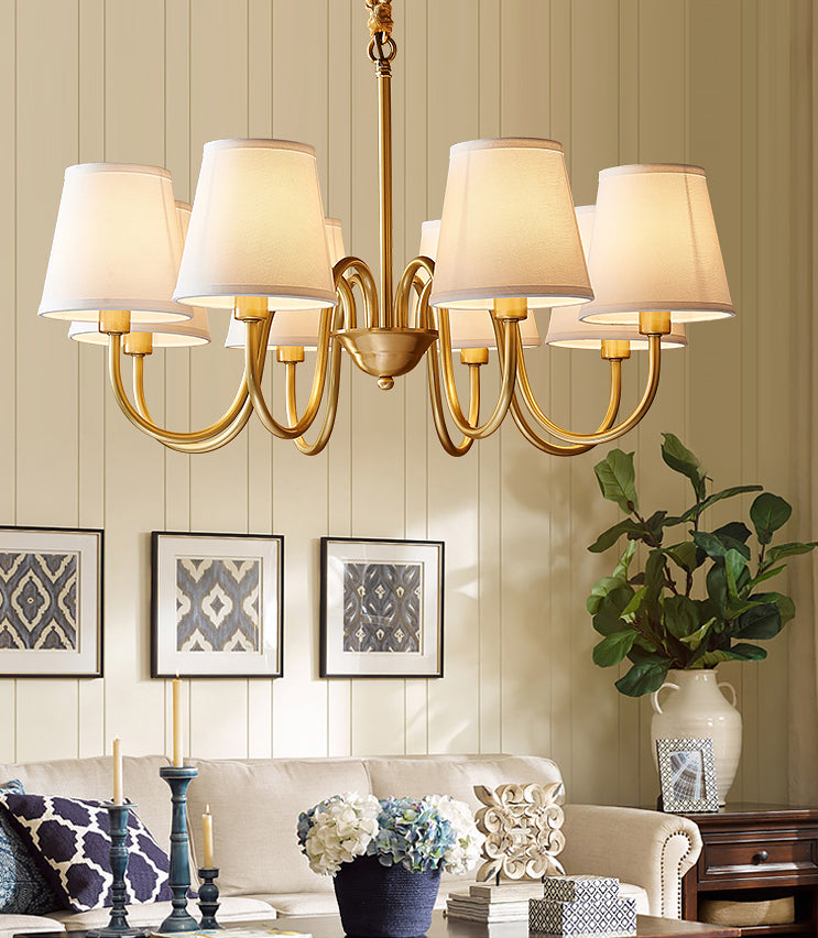Cone Chandelier Light Fixture Traditional Fabric Shade Pendant Lighting for Restaurant