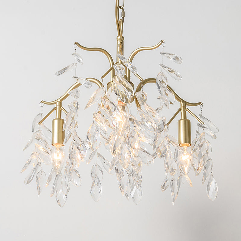 Pendre Crystal Curvy Curvy Chandelier Rural 4/7/9 Lumières salon suspendu plafonnier en laiton