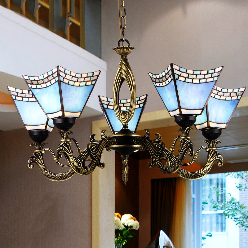 Star lampadario Apparecchiatura di illuminazione mediterranea vetrate in vetro appeso il lampadario