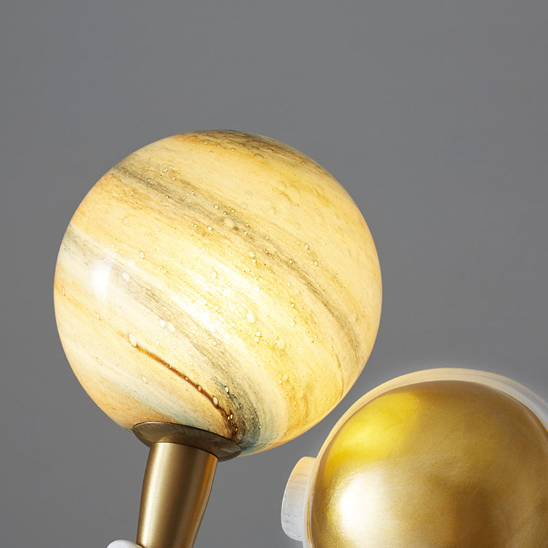 Childrens 1-Light Night Lamp Spaceman and Planet Table Light with Glass Shade