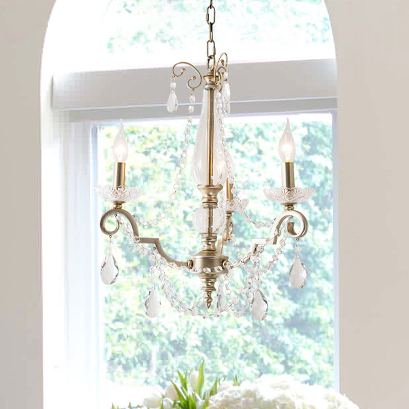 Cougie Clear Crystal Chandelier Lightture Rustic 3/6/8 Lights Living Room Suspension Lampe en argent