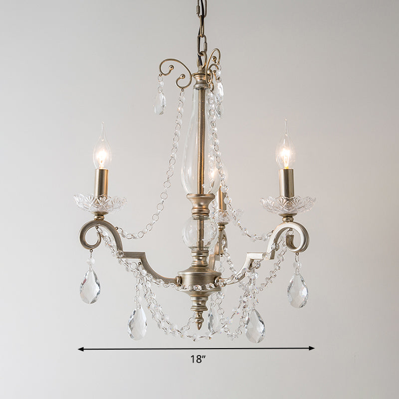 Cougie Clear Crystal Chandelier Lightture Rustic 3/6/8 Lights Living Room Suspension Lampe en argent