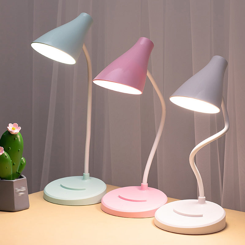 Conical LED Study Light Macaron Plastic Kids Room Touch Control Table Light