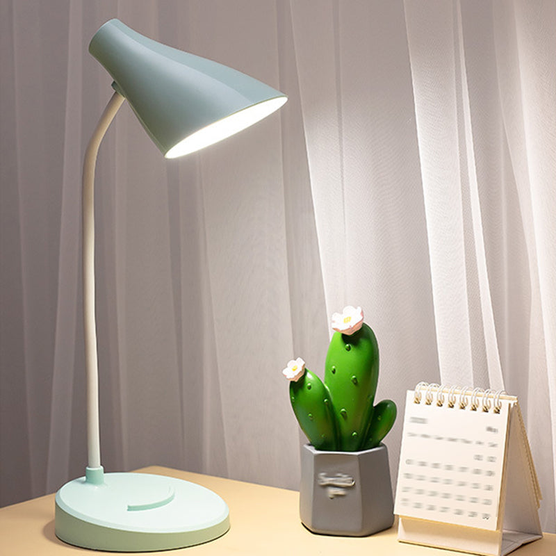 Conical LED Study Light Macaron Plastic Kids Room Touch Control Table Light
