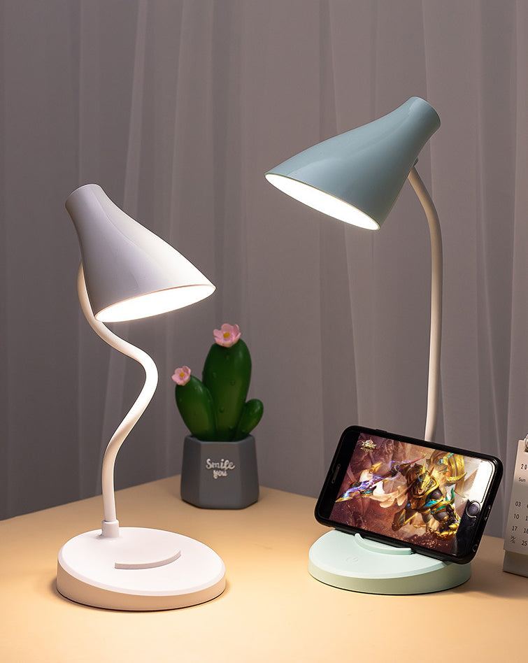 Conical LED Study Light Macaron Plastic Kids Room Touch Control Table Light