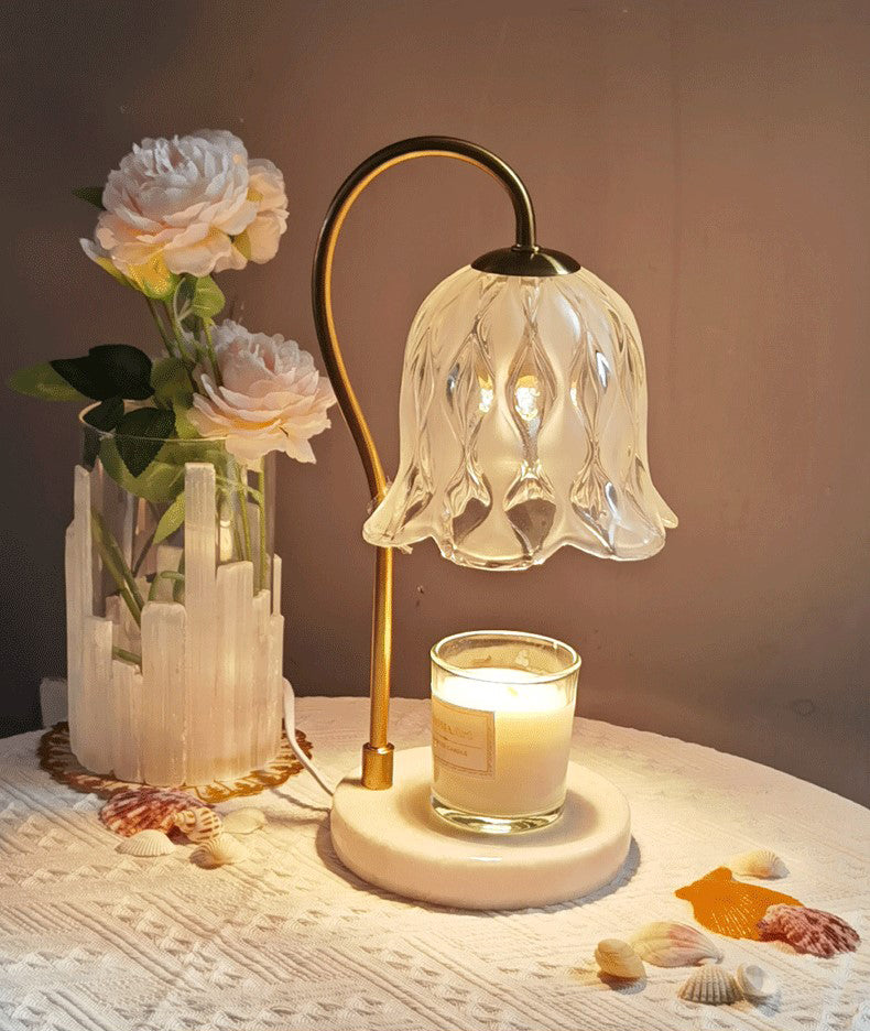 Lampe de chevet de fleur de cire de fleur