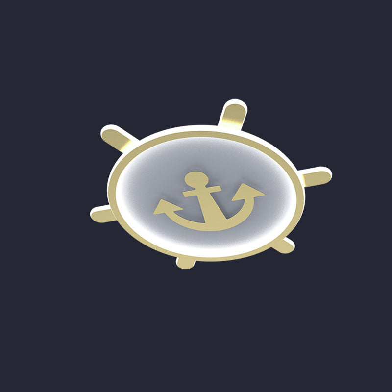 Gold Circular LED Ceiling Light in Kids Creative Style Aluminium Flush Mount with Acrylic Shade