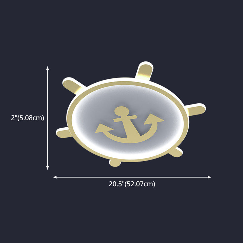 Gold Circular LED Ceiling Light in Kids Creative Style Aluminium Flush Mount with Acrylic Shade