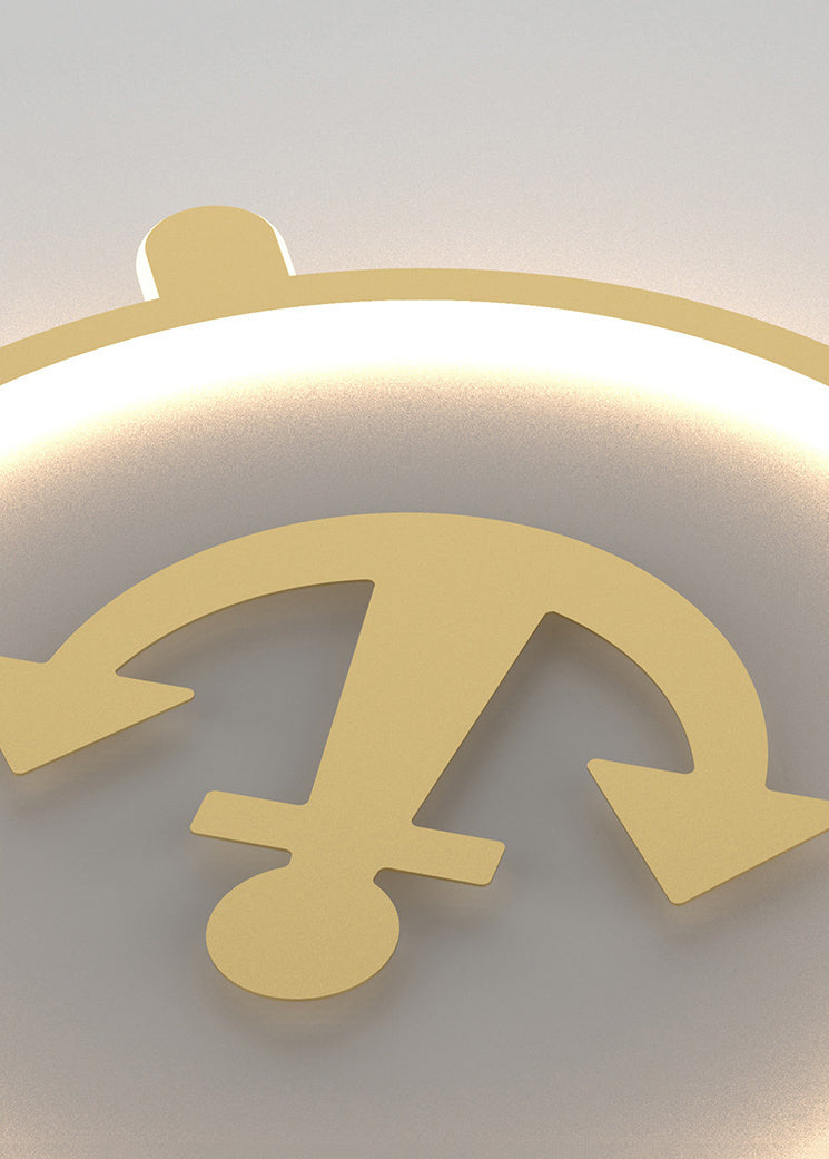 Gold Circular LED Ceiling Light in Kids Creative Style Aluminium Flush Mount with Acrylic Shade