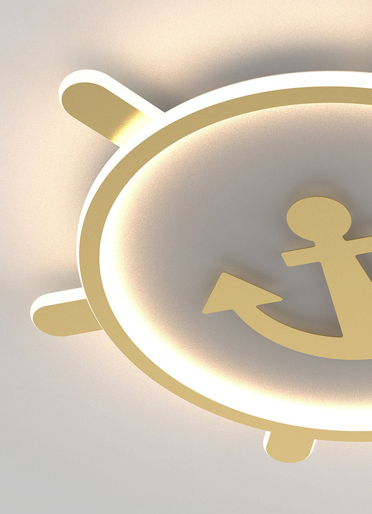 Gold Circular LED Ceiling Light in Kids Creative Style Aluminium Flush Mount with Acrylic Shade