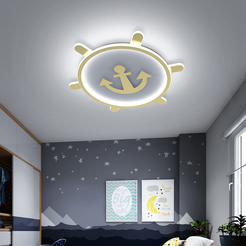 Gold Circular LED Ceiling Light in Kids Creative Style Aluminium Flush Mount with Acrylic Shade
