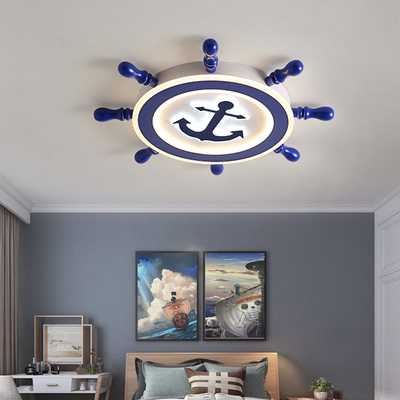 Bleu Rudder LED Ceiling Fixture in Kids Creative Style Wrought Iron Flush Mount with Acrylic Shade