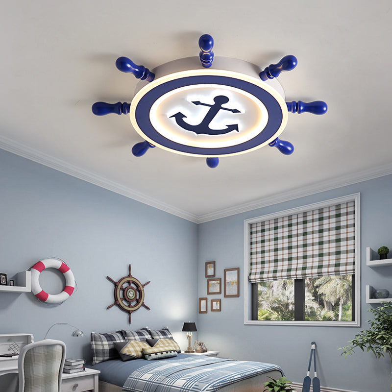 Bleu Rudder LED Ceiling Fixture in Kids Creative Style Wrought Iron Flush Mount with Acrylic Shade