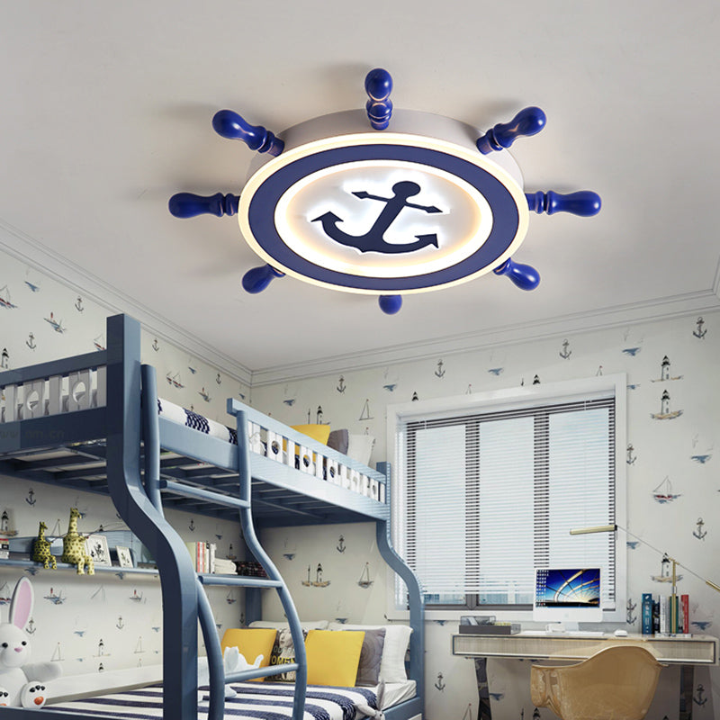 Bleu Rudder LED Ceiling Fixture in Kids Creative Style Wrought Iron Flush Mount with Acrylic Shade