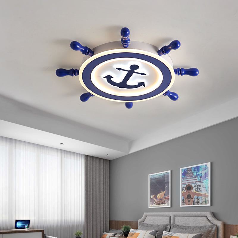 Bleu Rudder LED Ceiling Fixture in Kids Creative Style Wrought Iron Flush Mount with Acrylic Shade