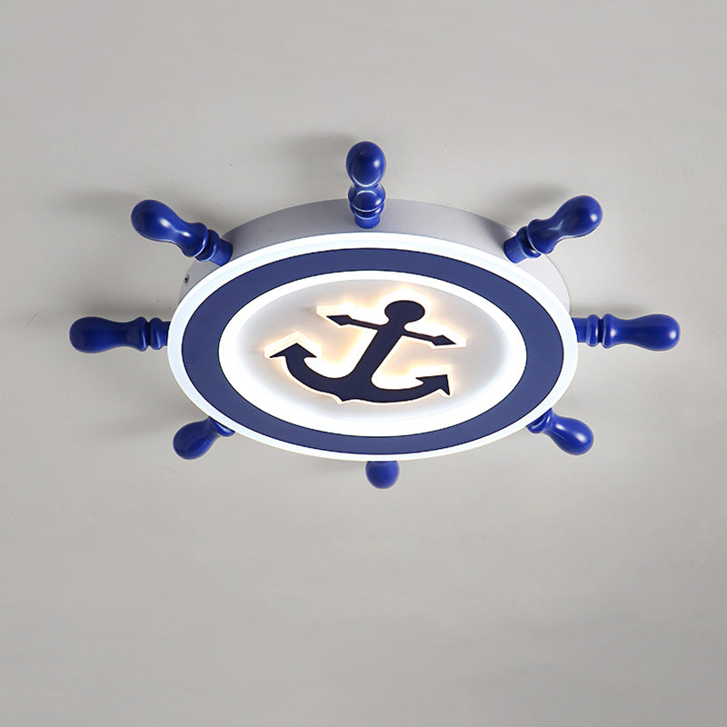 Bleu Rudder LED Ceiling Fixture in Kids Creative Style Wrought Iron Flush Mount with Acrylic Shade