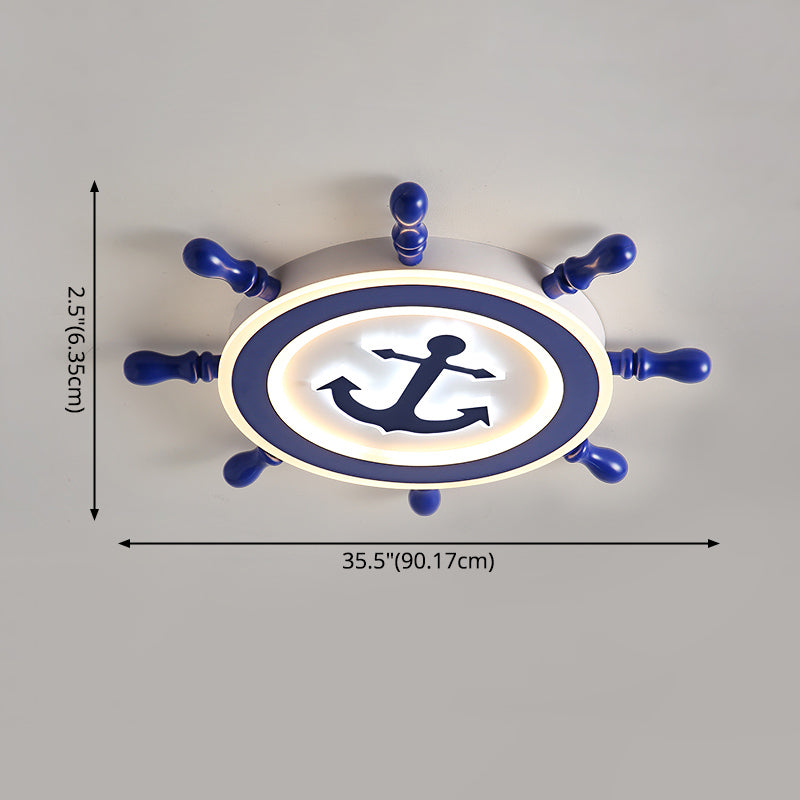 Bleu Rudder LED Ceiling Fixture in Kids Creative Style Wrought Iron Flush Mount with Acrylic Shade