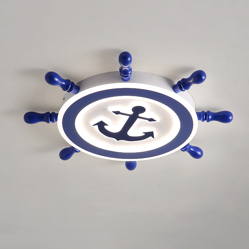 Bleu Rudder LED Ceiling Fixture in Kids Creative Style Wrought Iron Flush Mount with Acrylic Shade