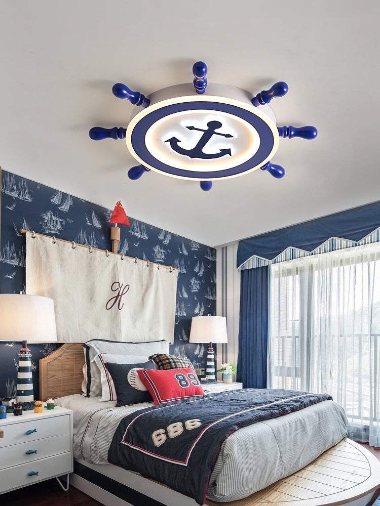 Bleu Rudder LED Ceiling Fixture in Kids Creative Style Wrought Iron Flush Mount with Acrylic Shade