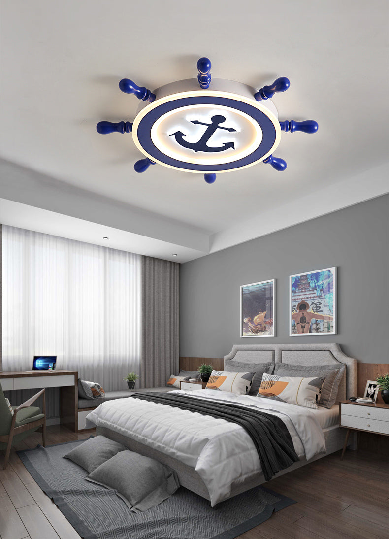 Bleu Rudder LED Ceiling Fixture in Kids Creative Style Wrought Iron Flush Mount with Acrylic Shade