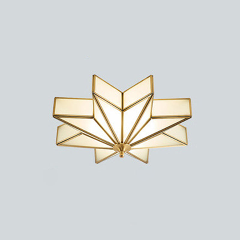 Mount Gold Geometric Flush Mount in Colonical Creative Style Copper Ceiling Fixture with Glass Shade