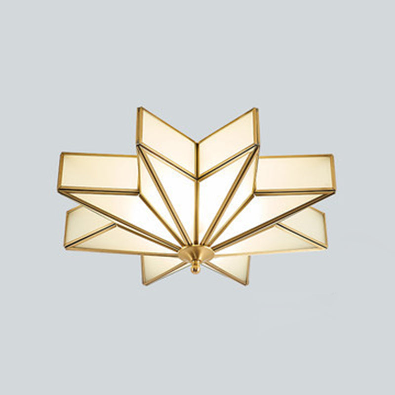 Mount Gold Geometric Flush Mount in Colonical Creative Style Copper Ceiling Fixture with Glass Shade