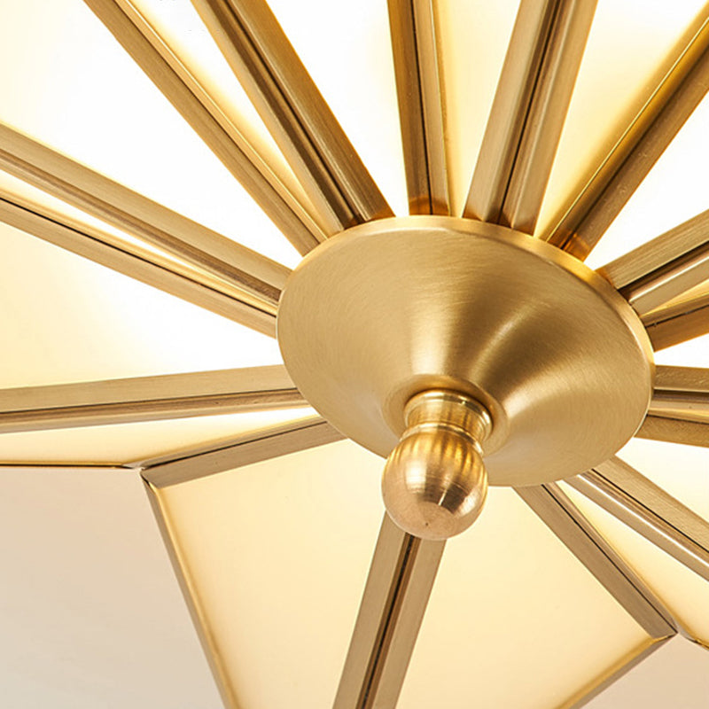 Mount Gold Geometric Flush Mount in Colonical Creative Style Copper Ceiling Fixture with Glass Shade