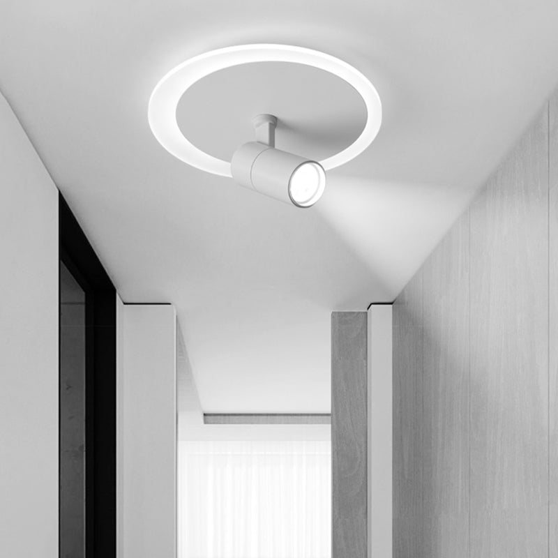 Plafonnier LED moderne en métal blanc, luminaire monté au plafond, pour porche