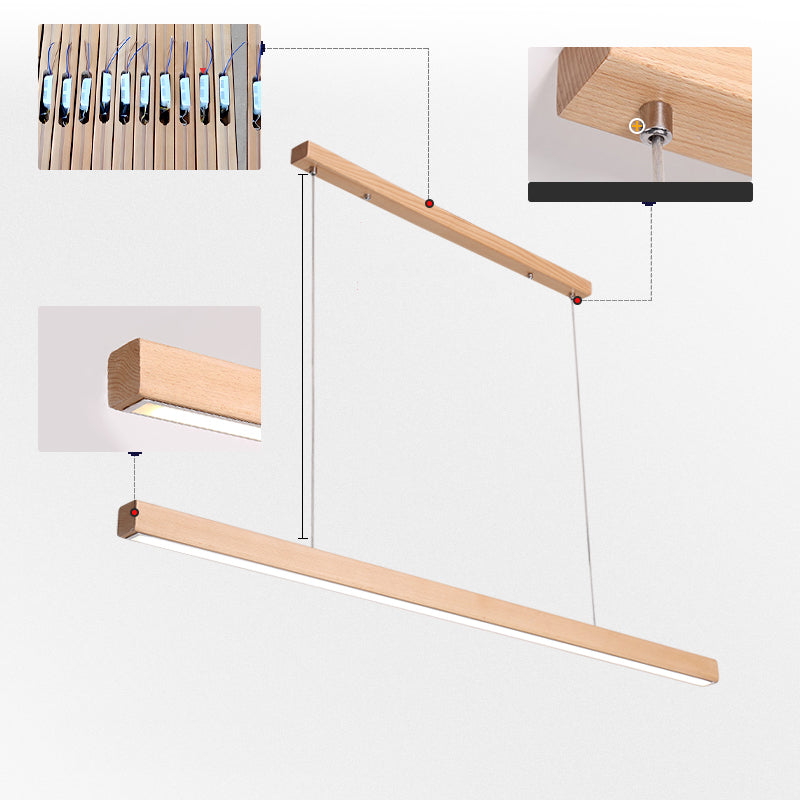 Modern Pendant Lighting for Kitchen Island Linear Island Lighting in Wood
