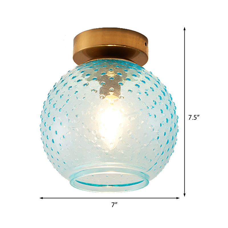 Plafonnier encastré en verre rose/jaune/bleu/transparent avec abat-jour globe minimalisme, luminaire monté au plafond pour foyer à 1 lumière