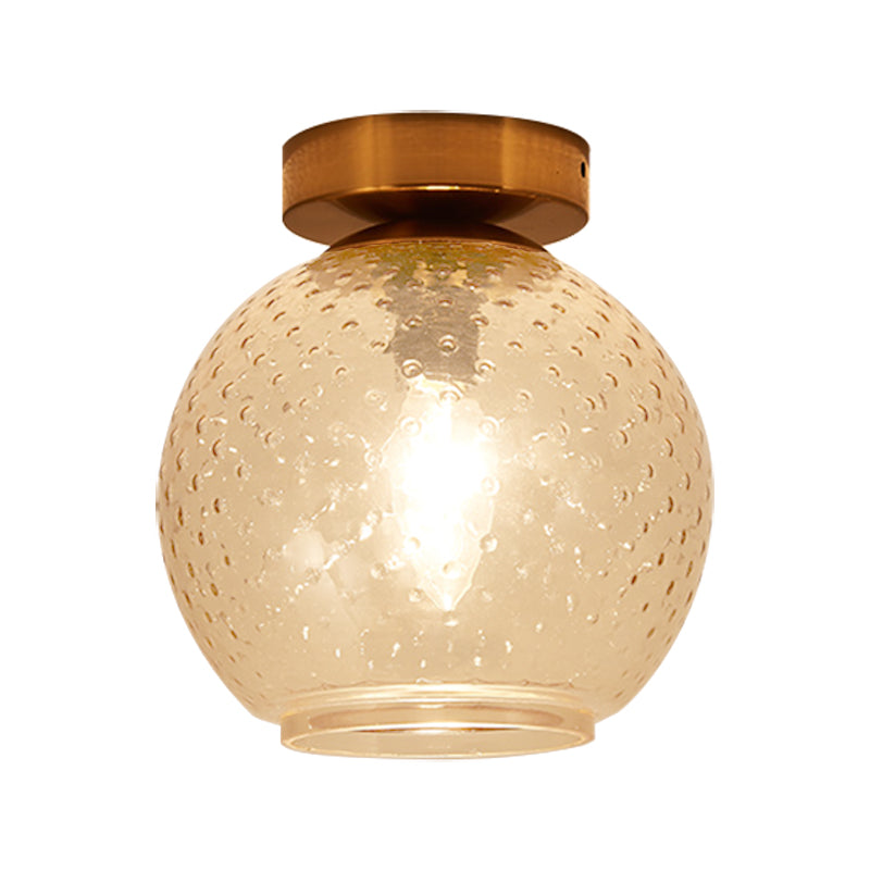 Plafonnier encastré en verre rose/jaune/bleu/transparent avec abat-jour globe minimalisme, luminaire monté au plafond pour foyer à 1 lumière