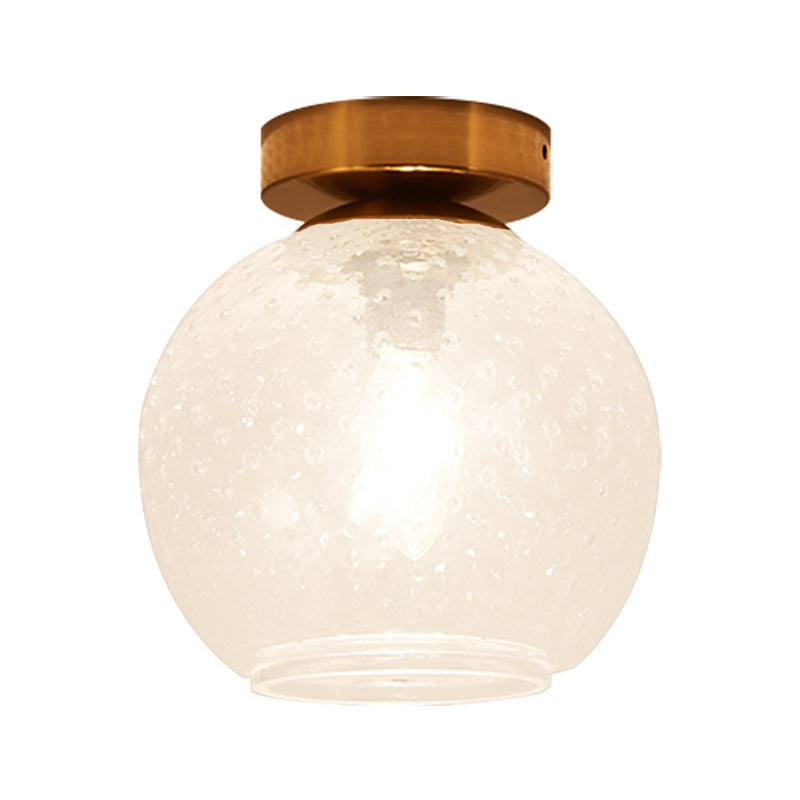 Plafonnier encastré en verre rose/jaune/bleu/transparent avec abat-jour globe minimalisme, luminaire monté au plafond pour foyer à 1 lumière