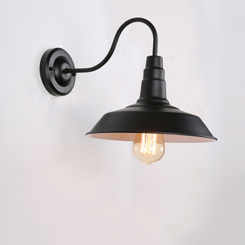 Cone Sconce Lamp Industrial Antique Metal 1-Light Wall Sconce Lighting in Black