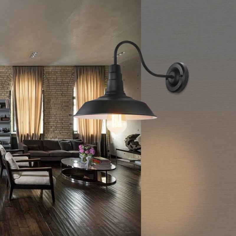 Cone Sconce Lamp Industrial Antique Metal 1-Light Wall Sconce Lighting in Black