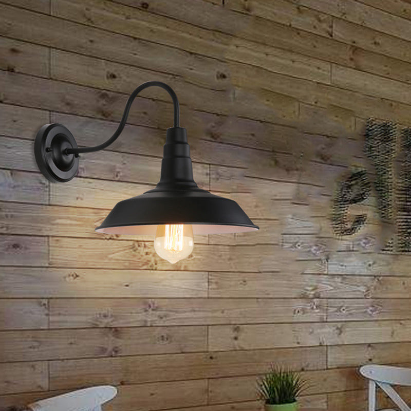 Cone Sconce Lamp Industrial Antique Metal 1-Light Wall Sconce Lighting in Black