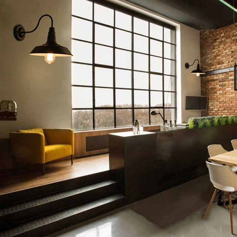 Cone Sconce Lamp Industrial Antique Metal 1-Light Wall Sconce Lighting in Black