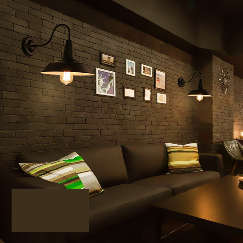 Cone Sconce Lamp Industrial Antique Metal 1-Light Wall Sconce Lighting in Black